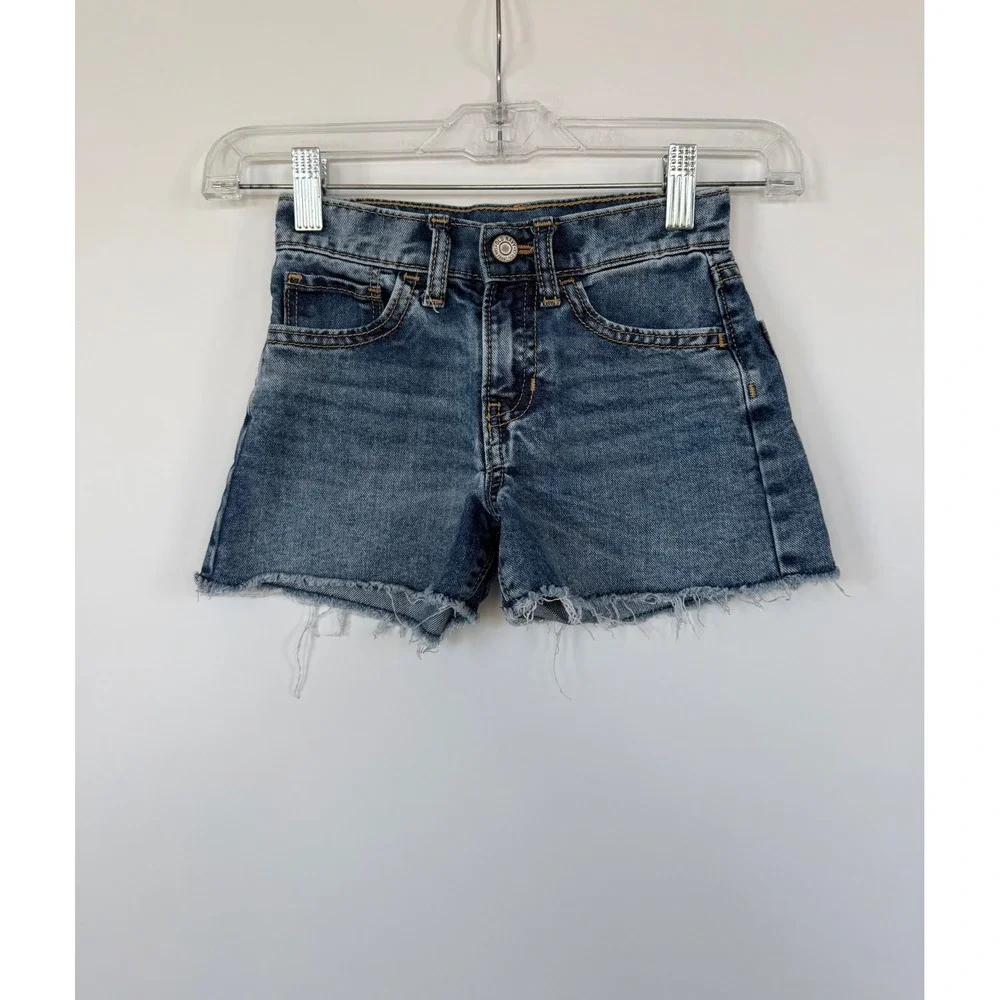 Old Navy Kids Blue Denim Cutoff Shorts High Rise Adjustable Waist Size 7 Slim